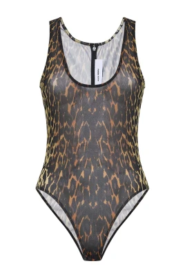 Leopardmönstrad mesh-body