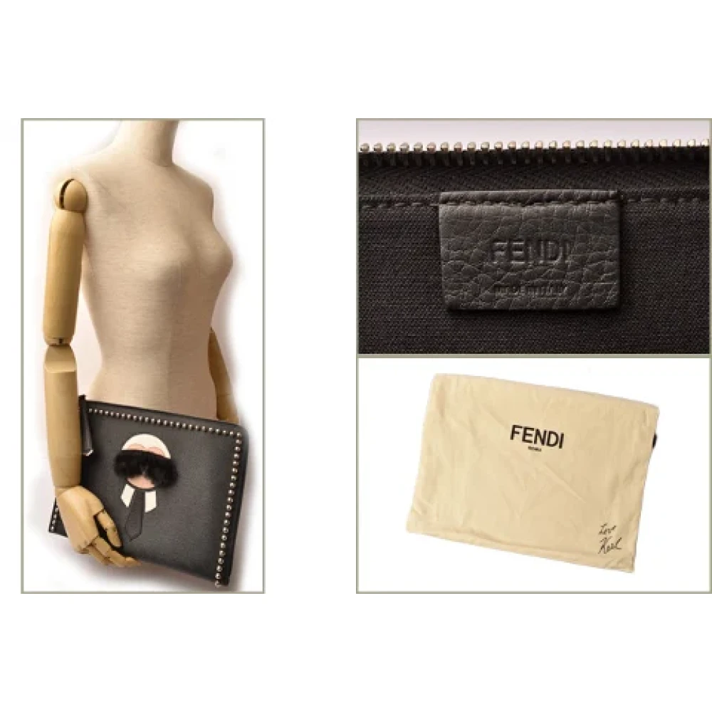 Fendi Vintage Pre-owned Leather clutches Black Dames
