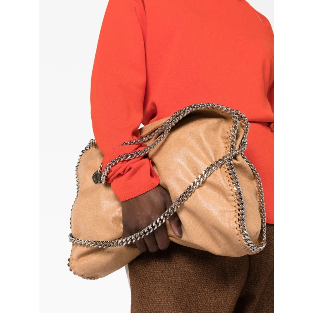 Stella Mccartney Beige Falabella Tas met Gehamerd Textuur en Diervriendelijk Leer Beige Dames