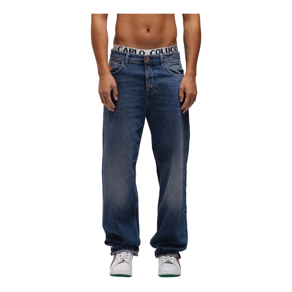carlo colucci Premium Baggy Fit Jeans Bronx Blue Heren