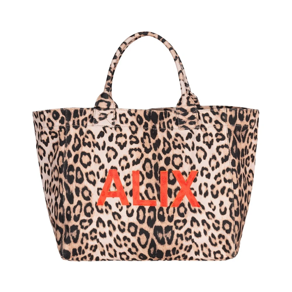 Alix The Label Luipaardprint Canvas Shopper Bag Brown Dames