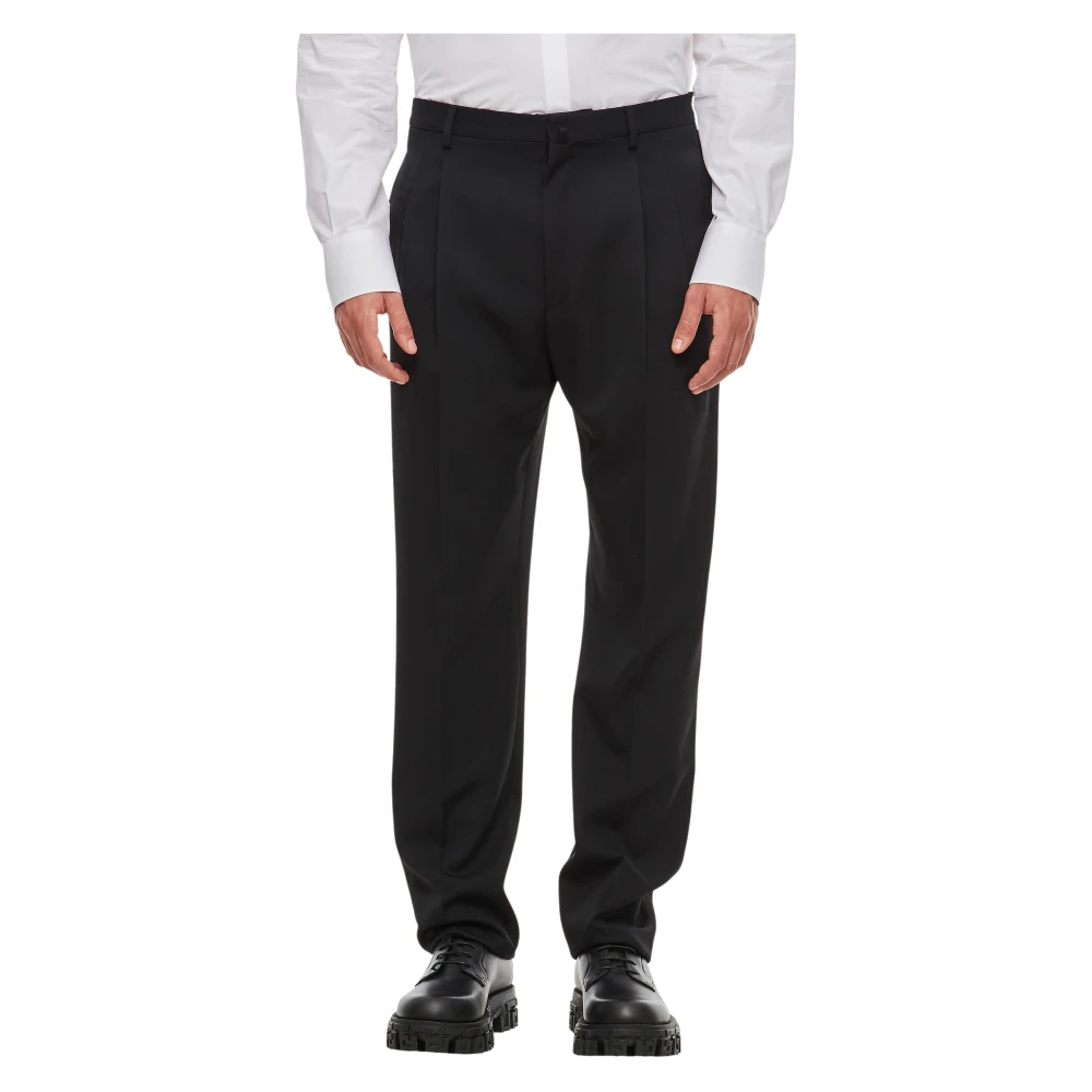 Lanvin Mannelijk Zwart Broeken Heren, L, Wol, Wollen Chino Broek
