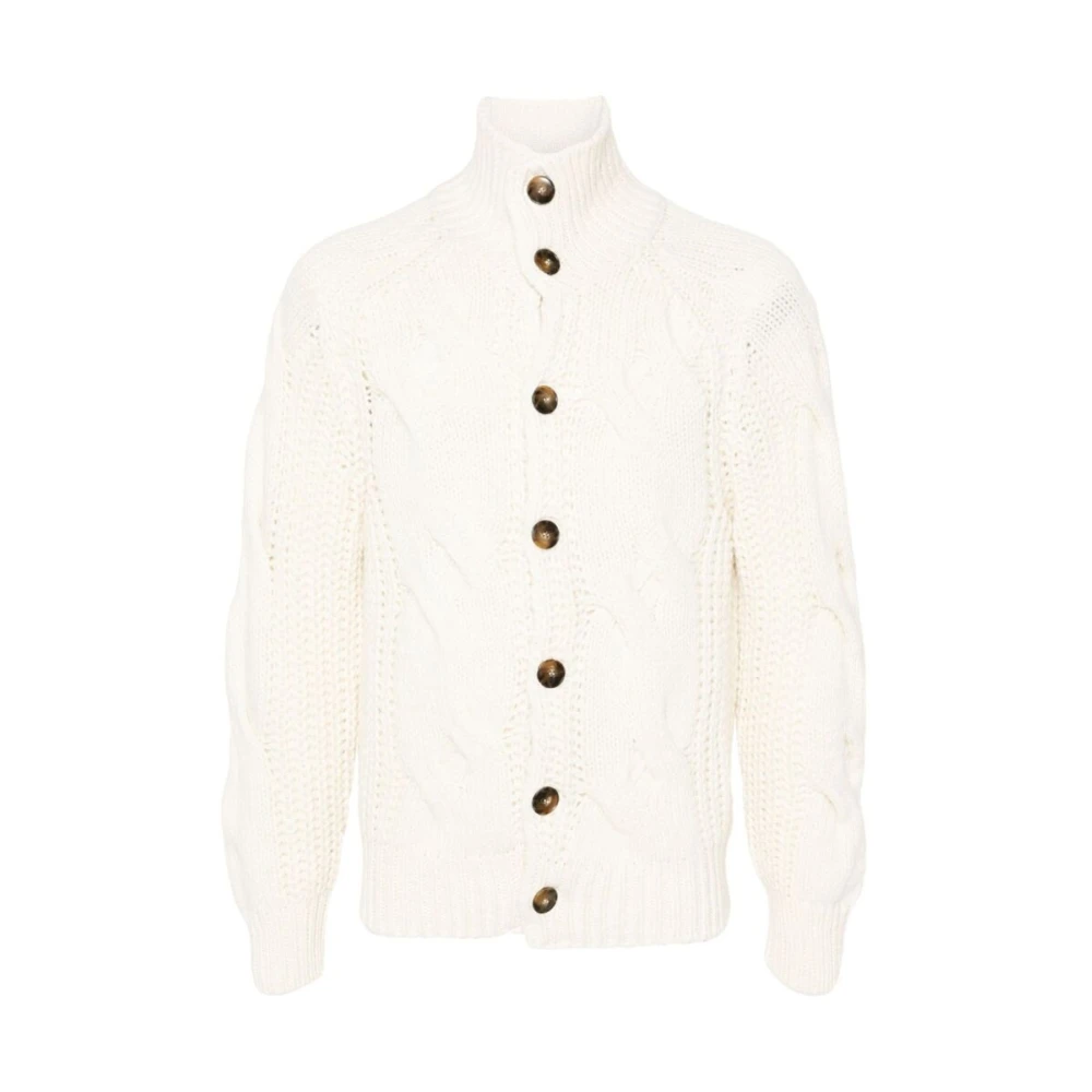 Canali Chunky Gebreide Trui met Vlechtdetails Beige Heren