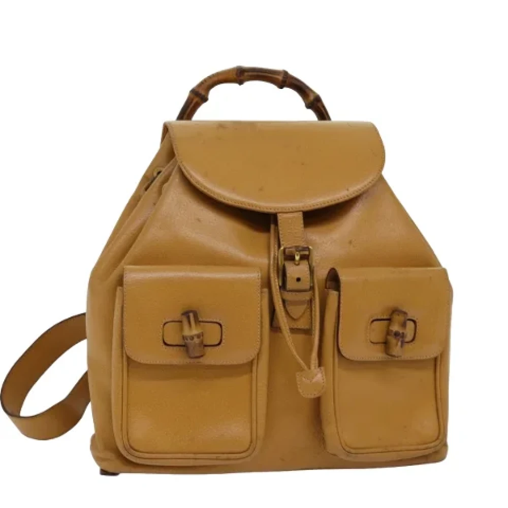 Gucci Vintage Pre-owned Leather backpacks Yellow Dames