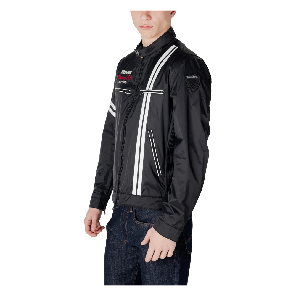 Blauer Nylon Herenjas Collectie Black Heren
