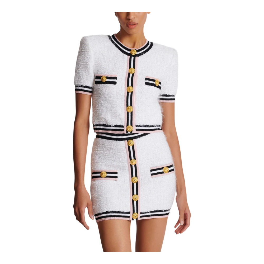Balmain Monogram gebreide vest White Dames