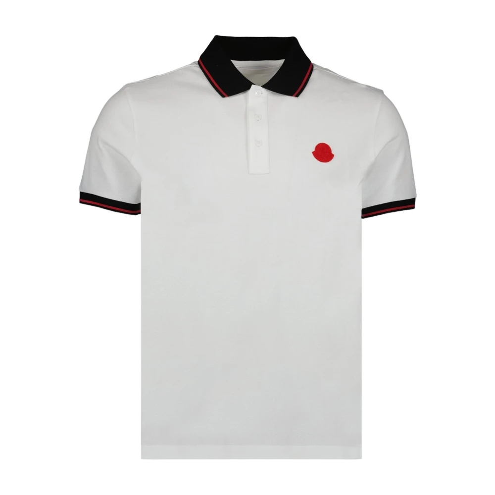 Moncler Tricolor Polo Shirt Classic Fit Short Sleeve White Heren