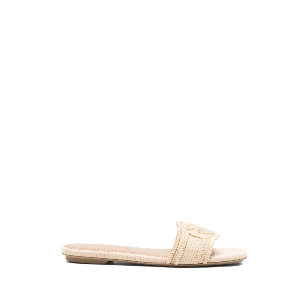 Emporio Armani Women's Beige Sliders, 7 Uk, Woven Raffia Sandals