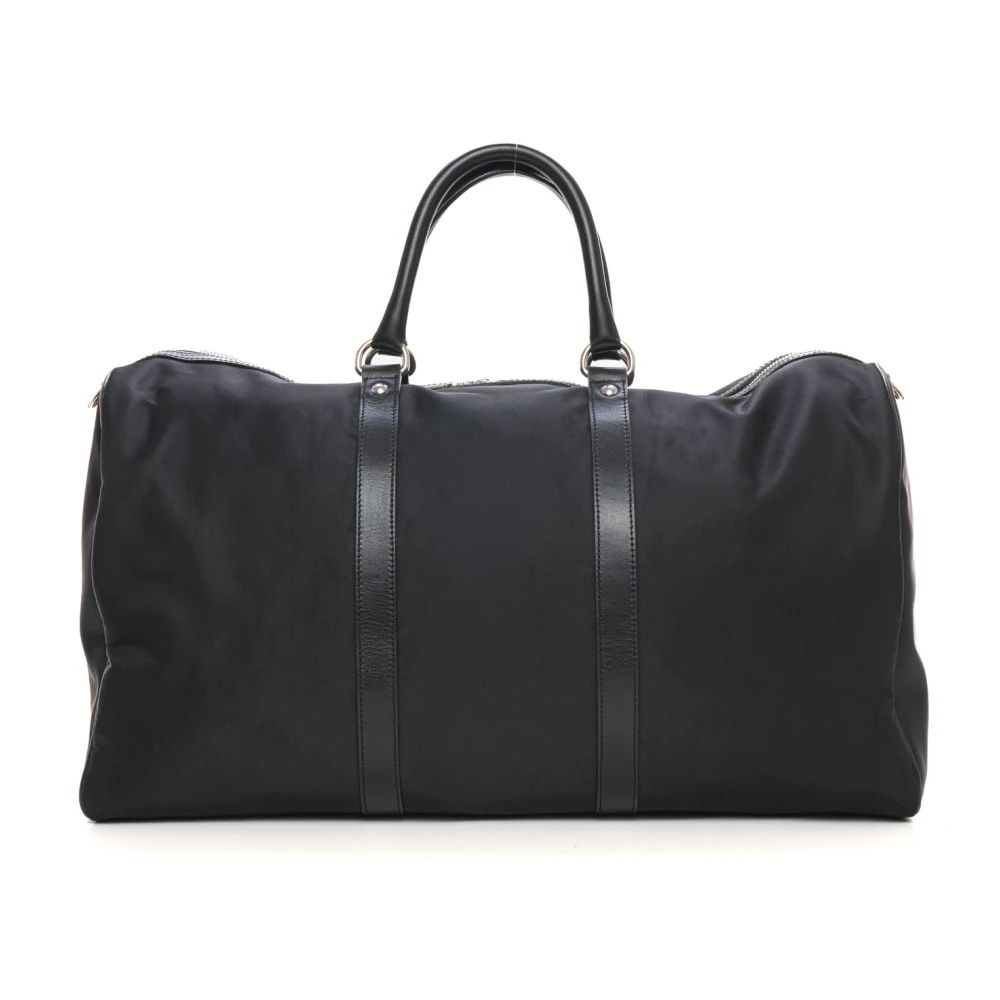 Kiton Leren Reistas met Verstelbare Schouderband Black Heren