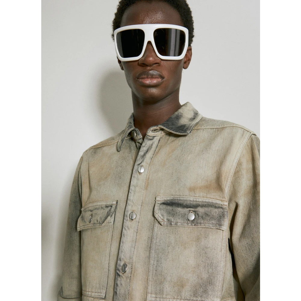 Rick Owens Distressed Denim Jas Gray Heren