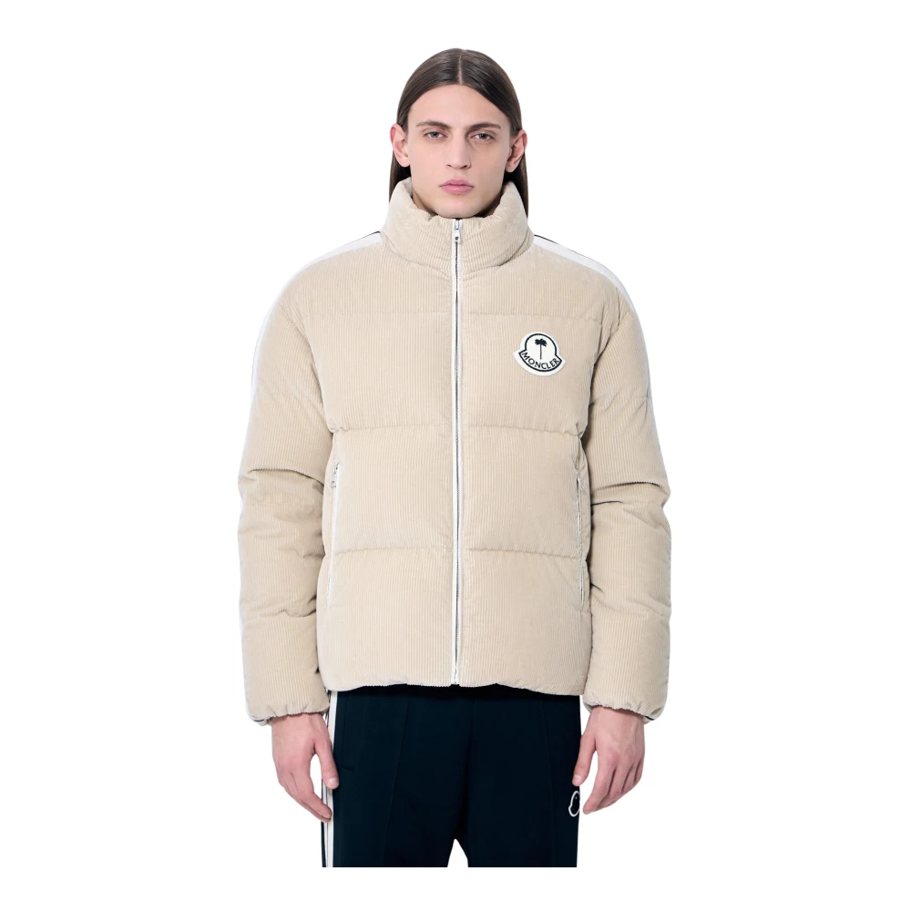 Moncler Korte donsjas in katoenweefsel Beige Heren