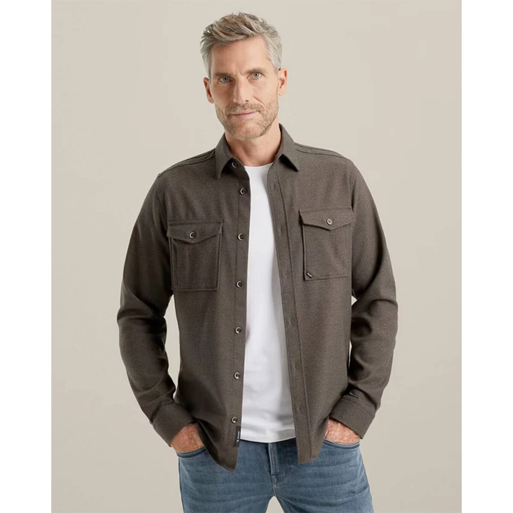 Vanguard Melange Twill Overhemd Lange Mouw Brown Heren