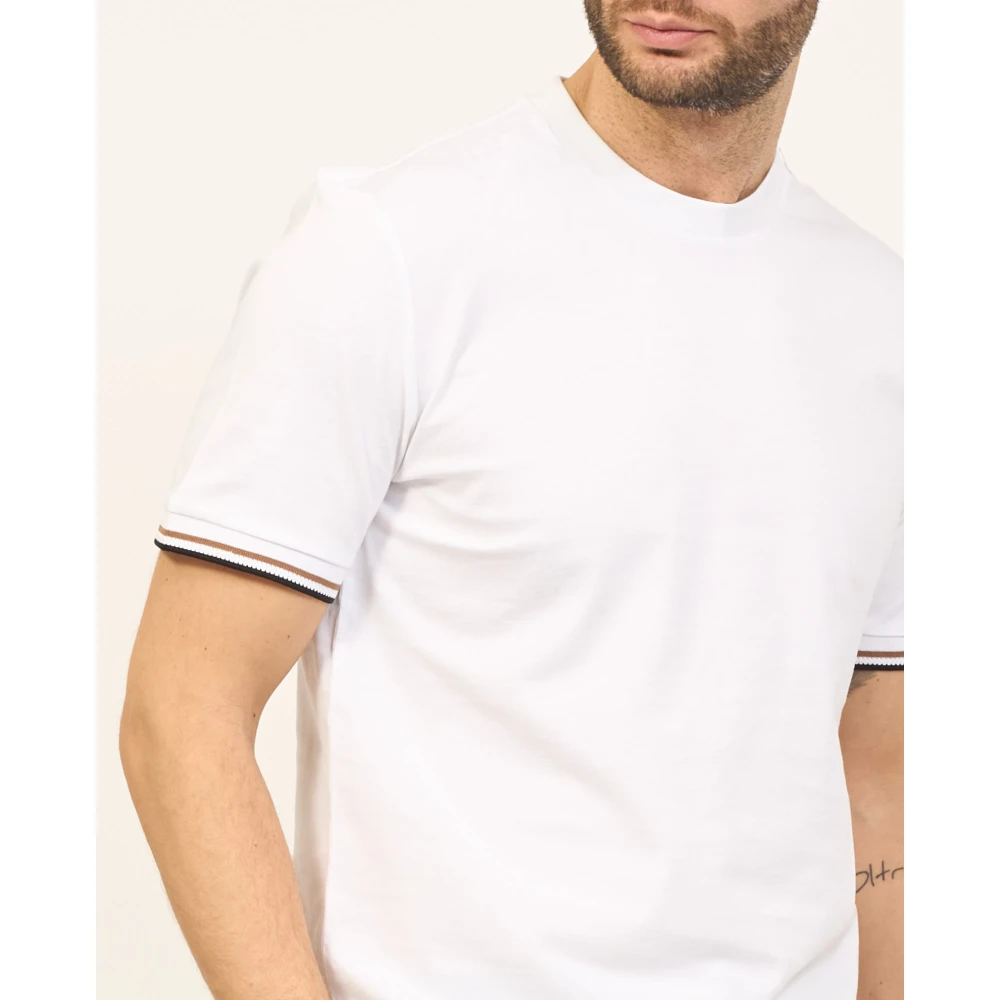 Hugo Boss Heren T-shirt met merk strepen White Heren