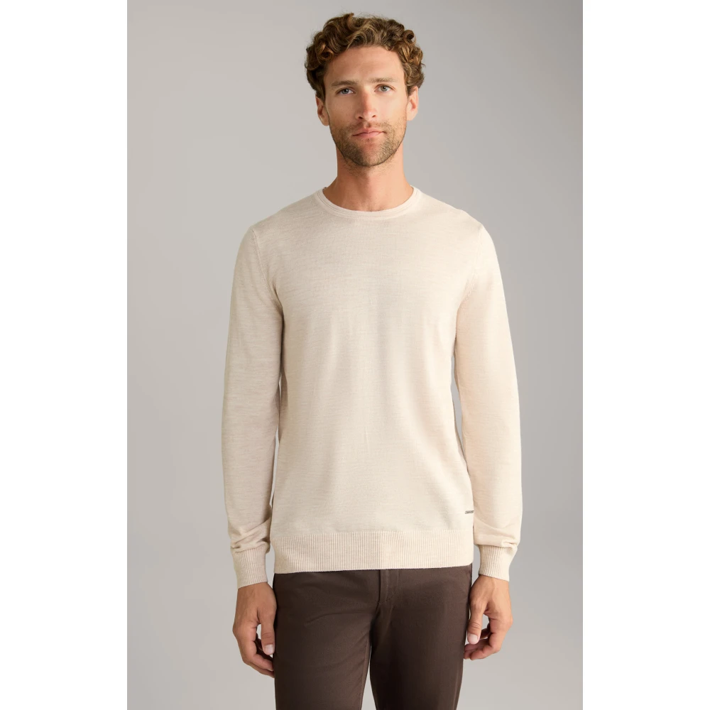 Joop! Klassieke Merinowollen Trui Beige Heren