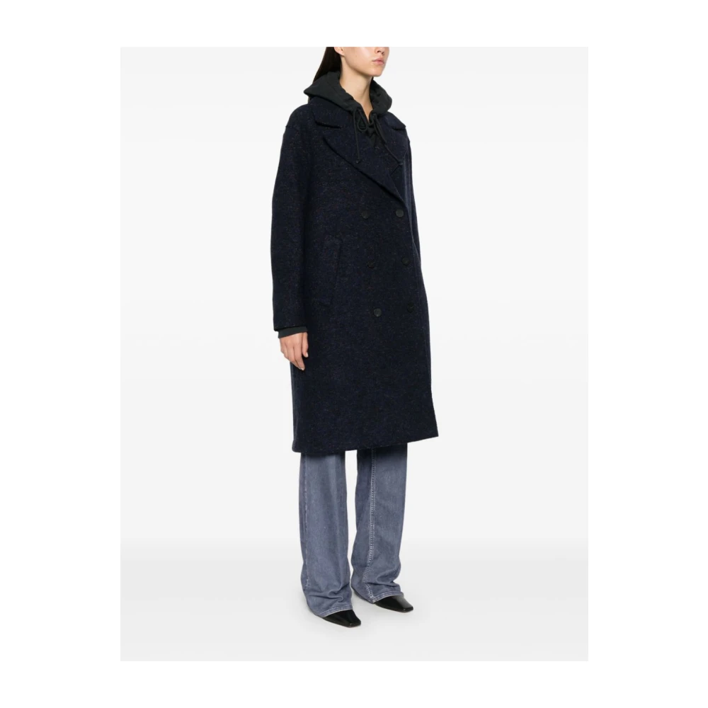 Harris Wharf London Midnight Blue Double-Breasted Coat Blue Dames