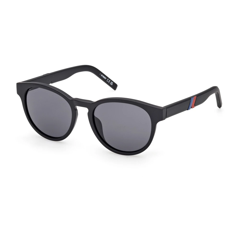 K-Way Unisex Black Matte Sunglasses Round Style
