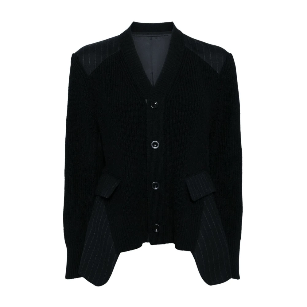 Sacai Krijtstreep Gebreide Vest Black Dames