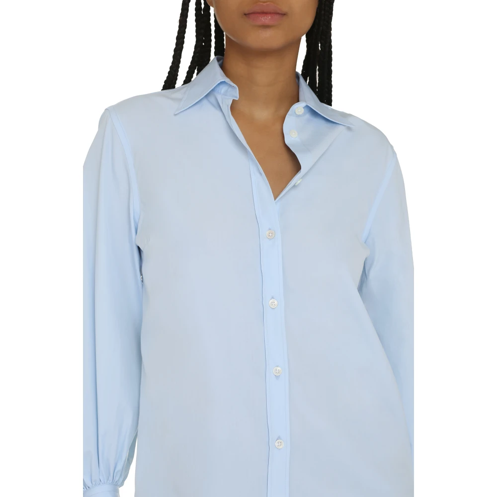 P.a.r.o.s.h. Katoenen Ballonmouw Shirt Blue Dames
