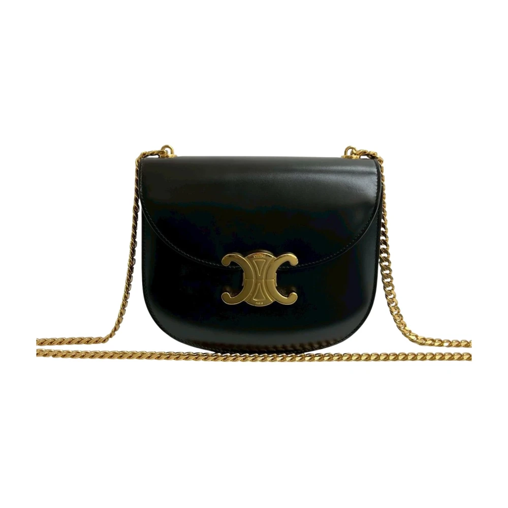 Celine Vintage Women's Black Pre-Owned Chain Shoulder Bag
