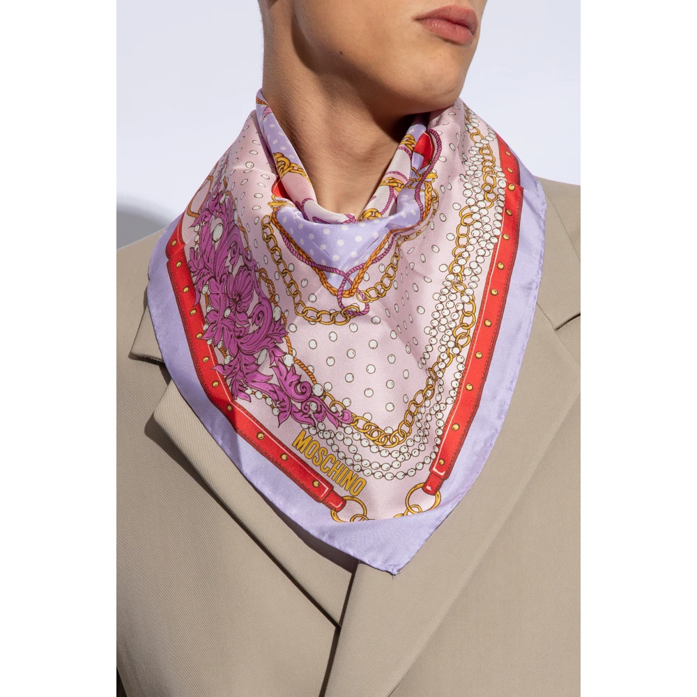 Moschino Bedrukte zijden sjaal Purple Unisex