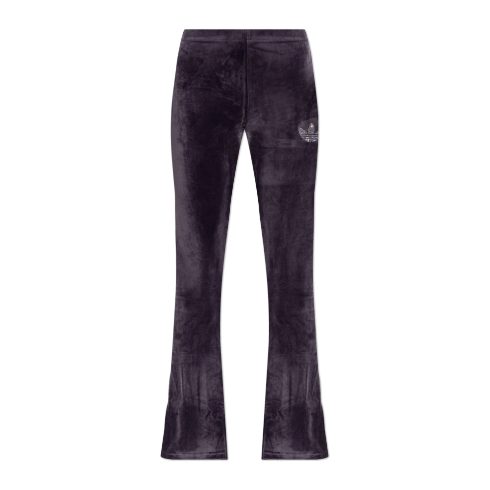 adidas Originals Fluwelen broek met uitlopende pijpen Purple Dames