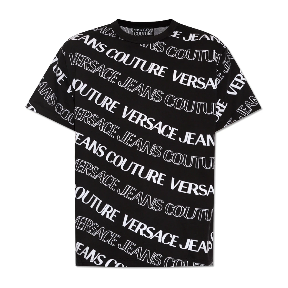 Versace Jeans Couture Zwarte T-shirts Polos voor Heren Black Heren