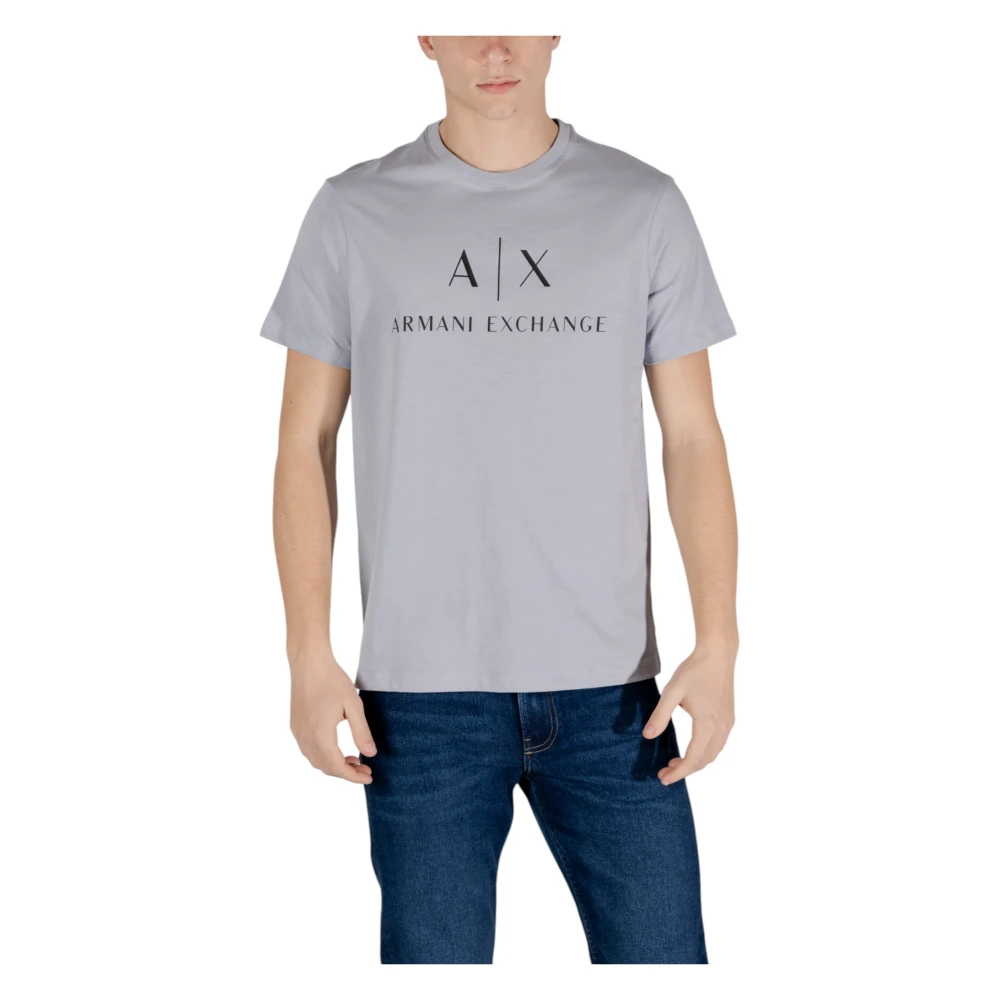 Armani Exchange Grijze Bedrukte Ronde Hals T-Shirt Gray Heren