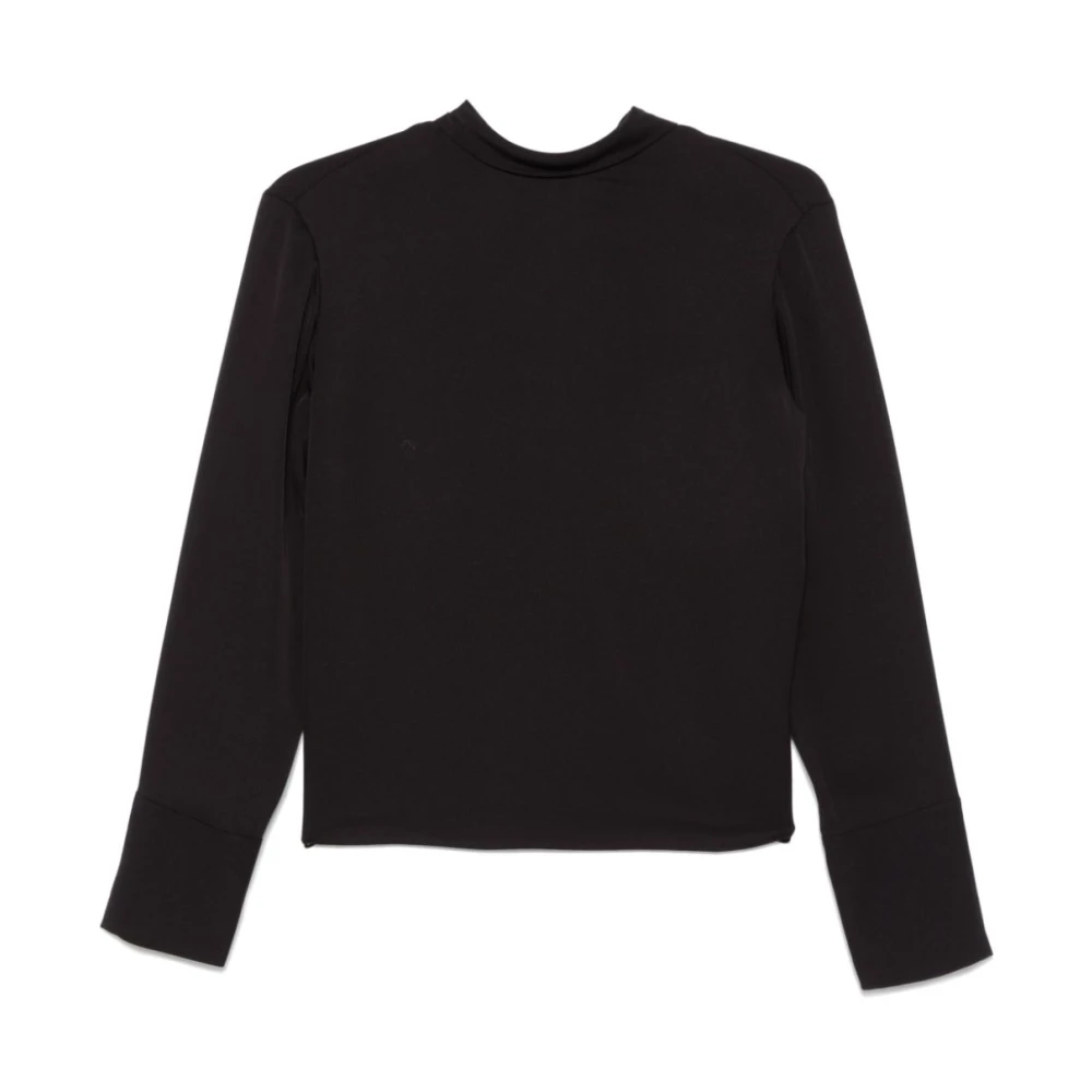 Theory Zijden Georgette Striknek Blouse Black Dames