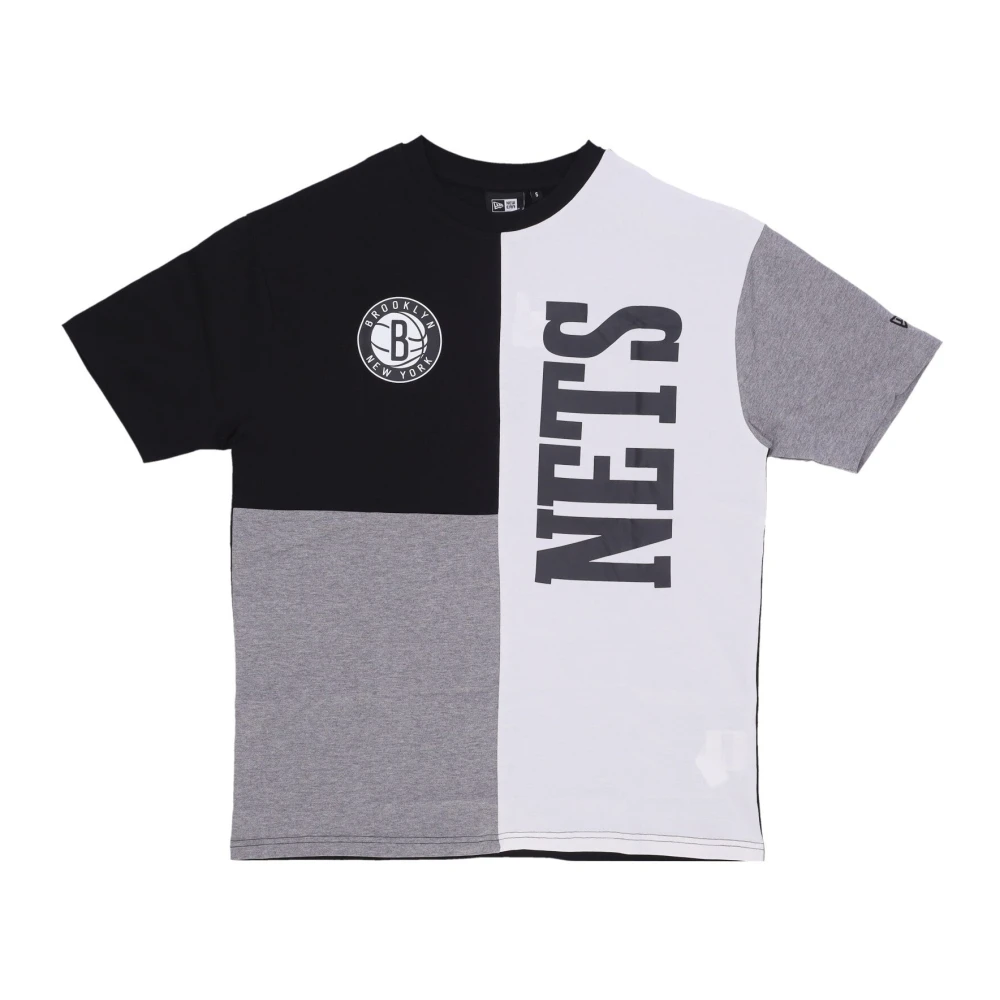 New Era Men's Multicolor T-Shirts, L, Brooklyn Nets Logo Tee Black/Grey