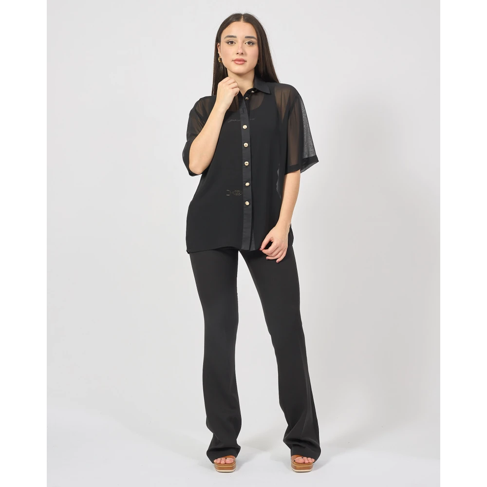 Gaëlle Paris Zwarte doorschijnende shirt met zakken Black Dames