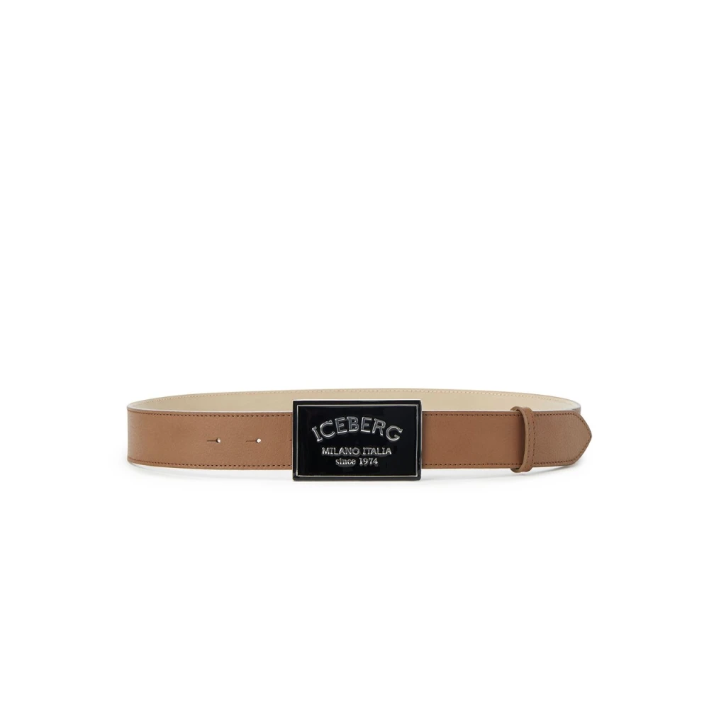 Iceberg Nappa leren riem met ICB Milano Italia gesp Brown Heren