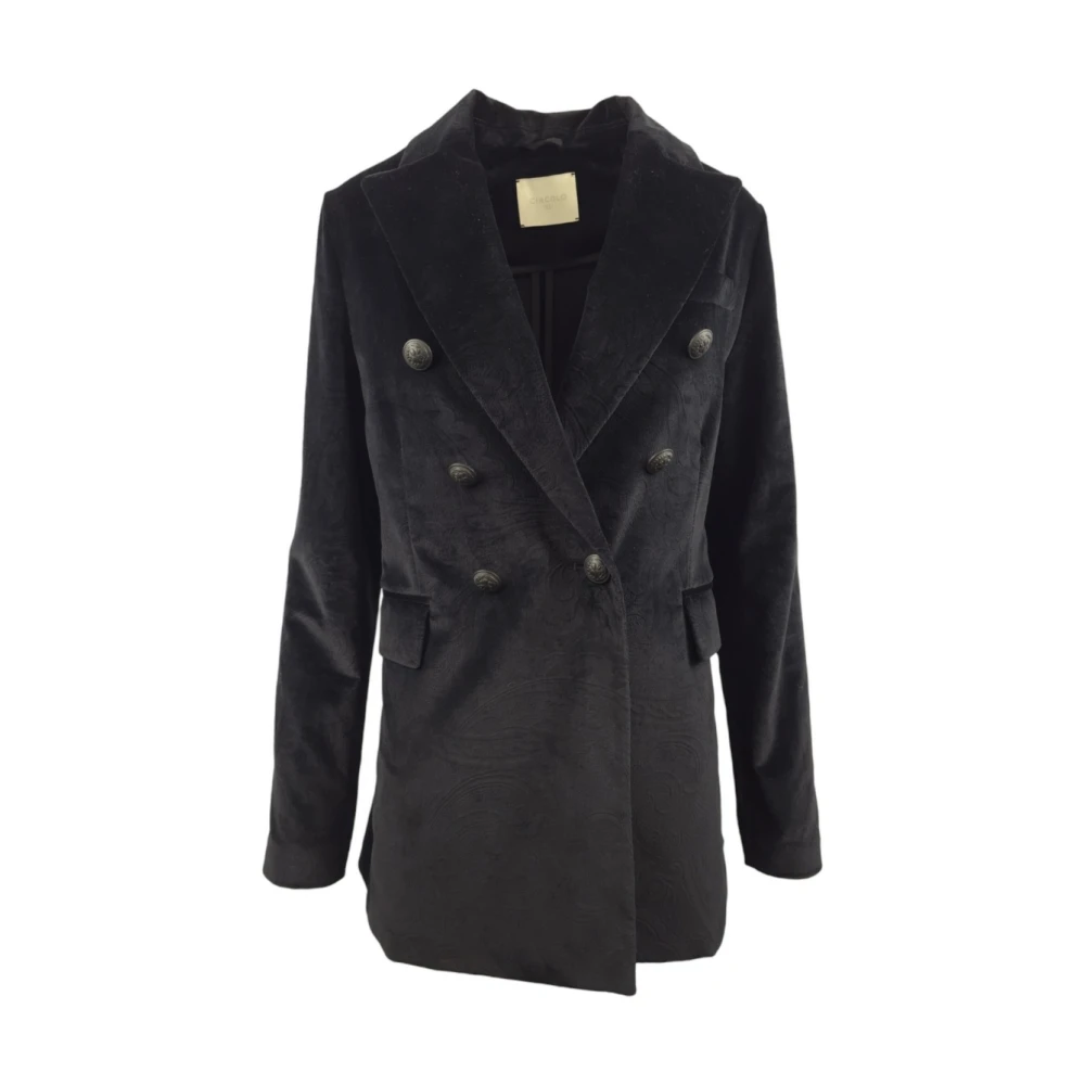 Circolo 1901 Devorè Dubbel-Breasted Fluwelen Blazer Black Dames
