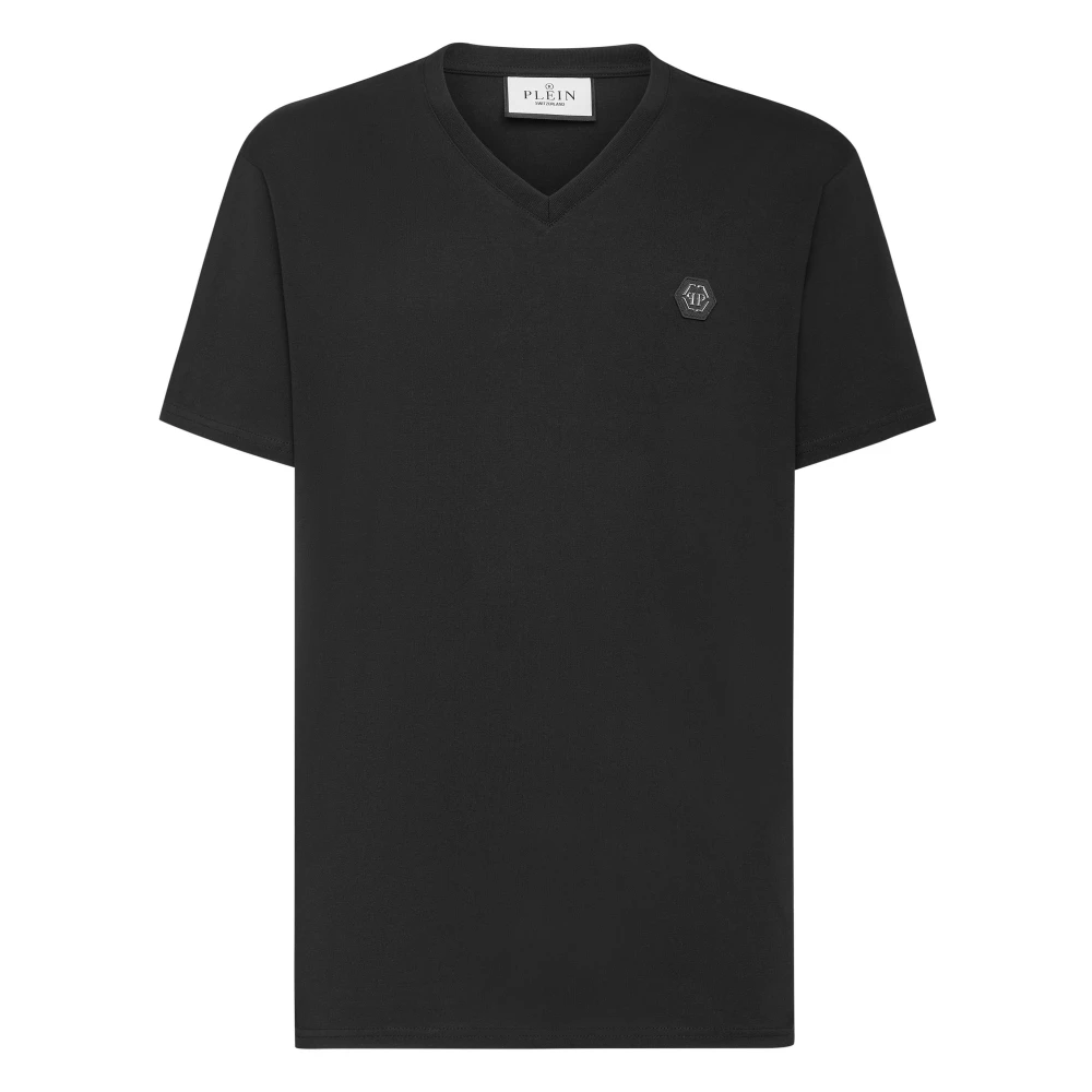 Philipp Plein Herr Svart Toppar 4XL, Bomull, T-Shirt V-Neck Gothic