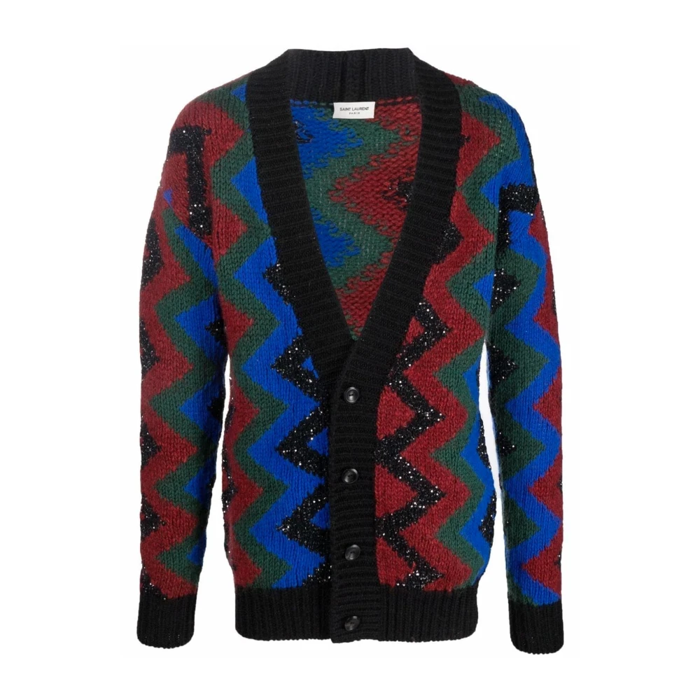 Saint Laurent Paillettes Cardigan met knoopsluiting Black Heren