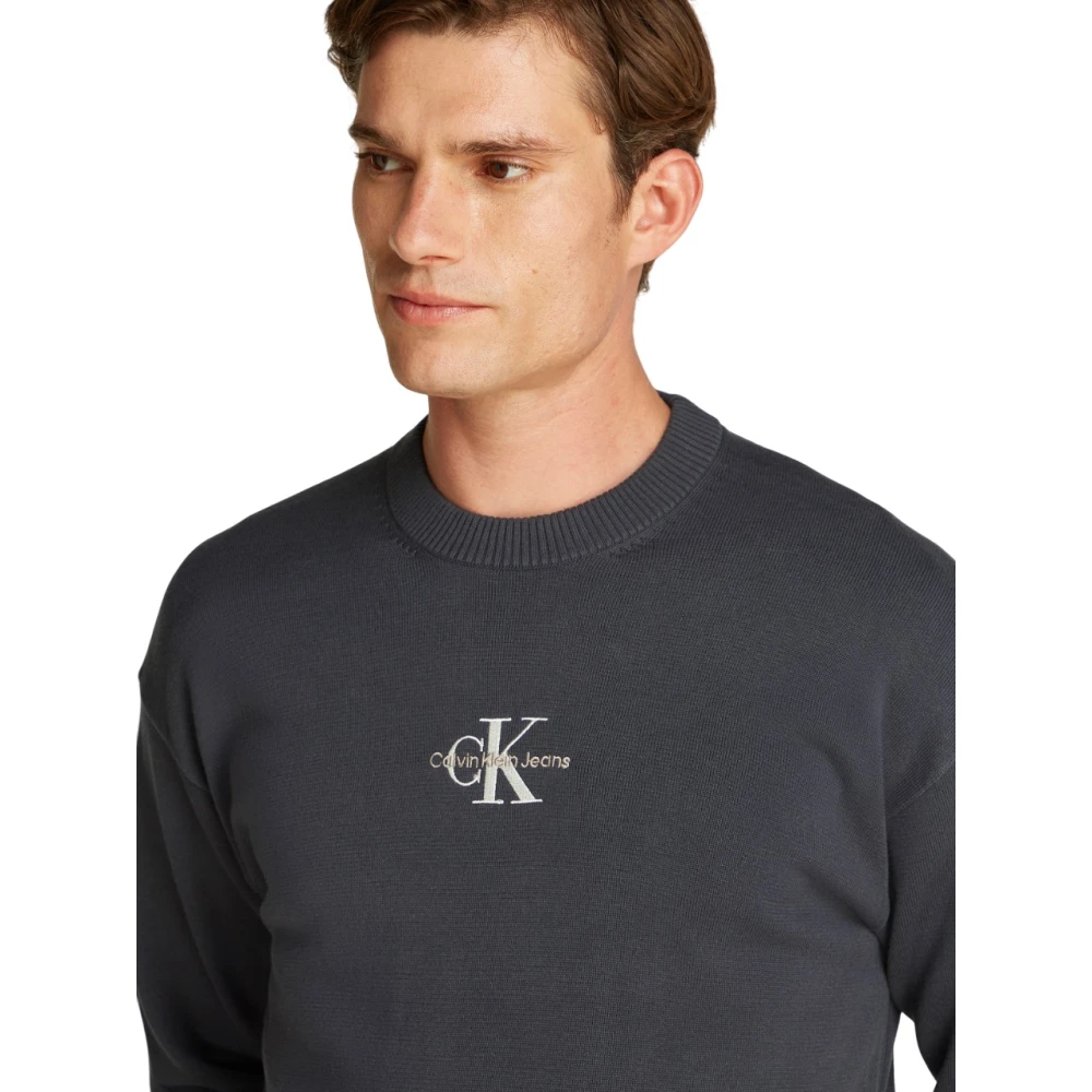 Calvin Klein Blauwe Katoenen Trui Regular Fit Blue Heren