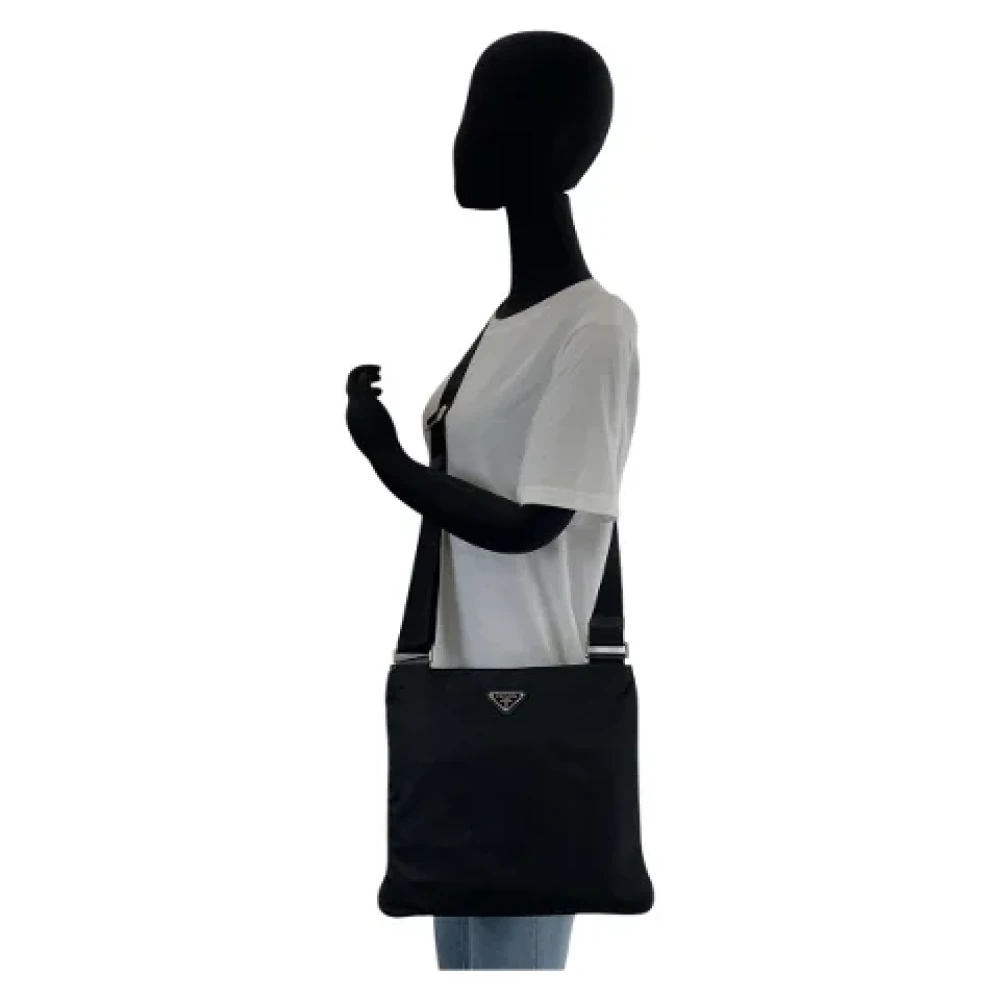 Prada Vintage Pre-owned Canvas crossbody-bags Black Heren