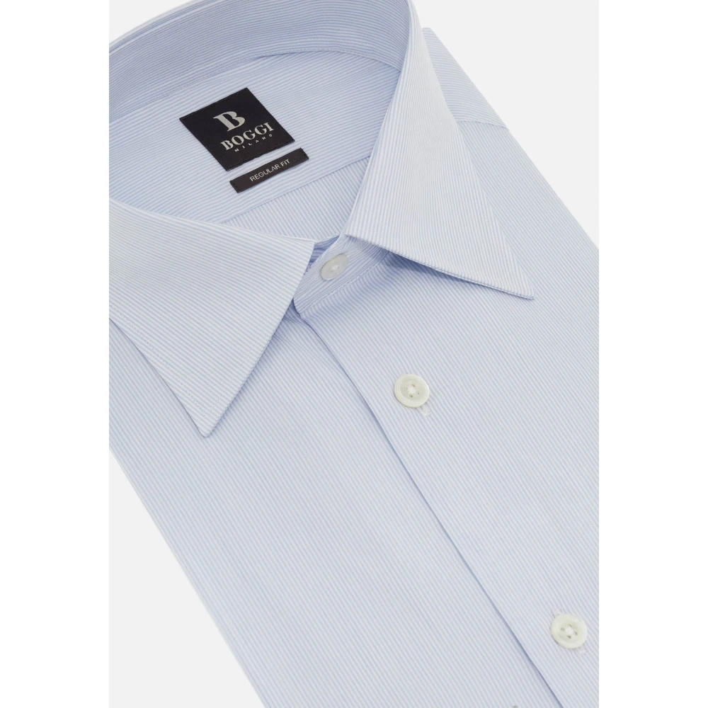 Boggi Milano Regular Fit gestreept katoenen overhemd Blue Heren