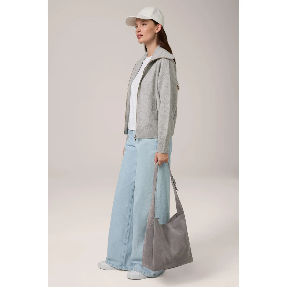 Windsor Grijze Cashmere Cardigan met Rits Gray Dames