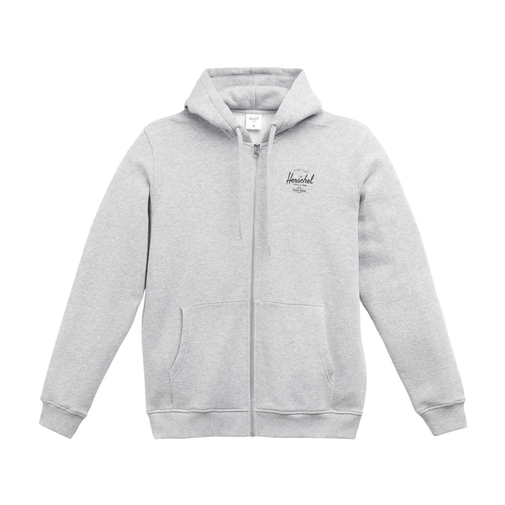 Herschel Bomull Basic Zip Hoodie för Män Gray, Herr