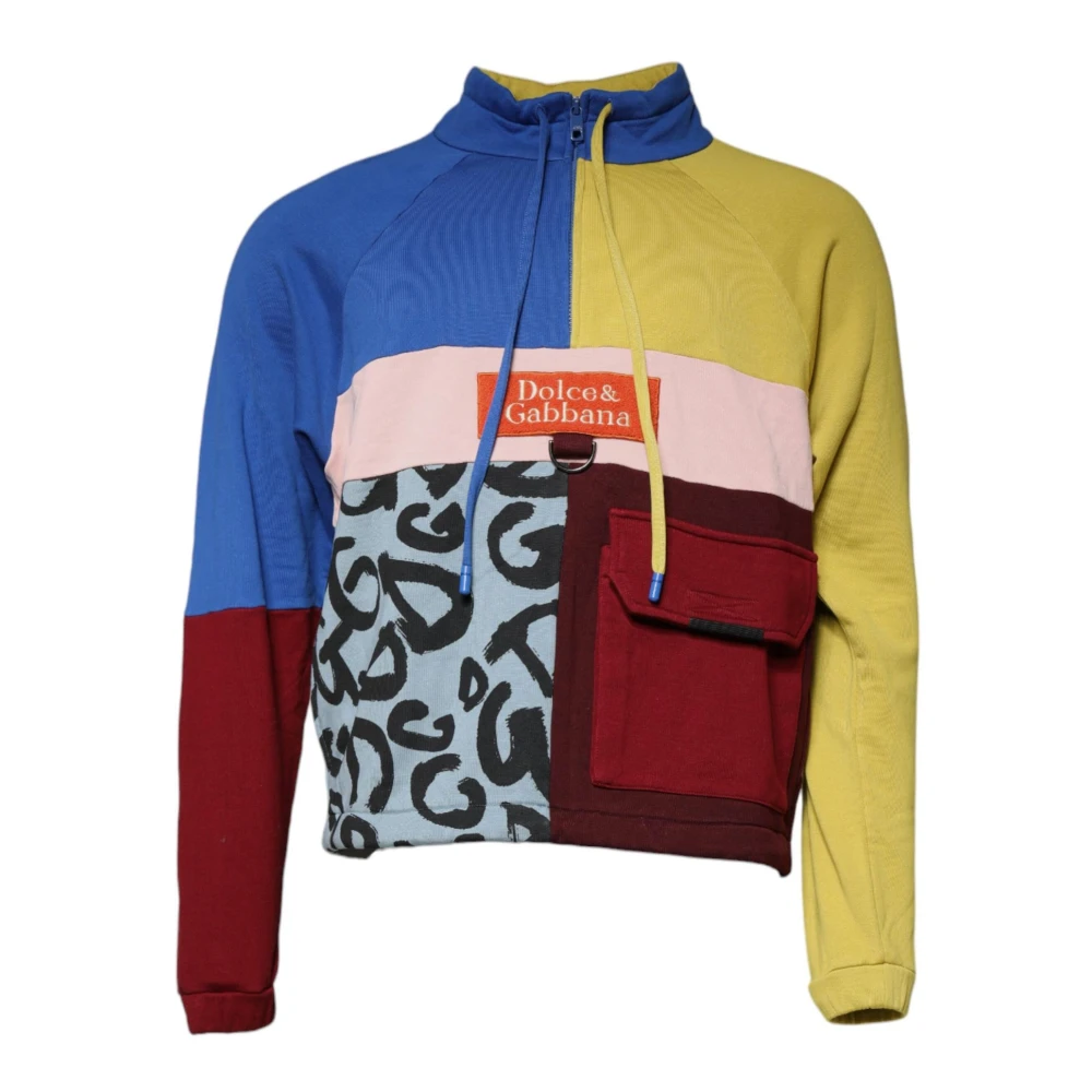 Dolce & Gabbana Herren Multicolor Bunter Patchwork-Pullover