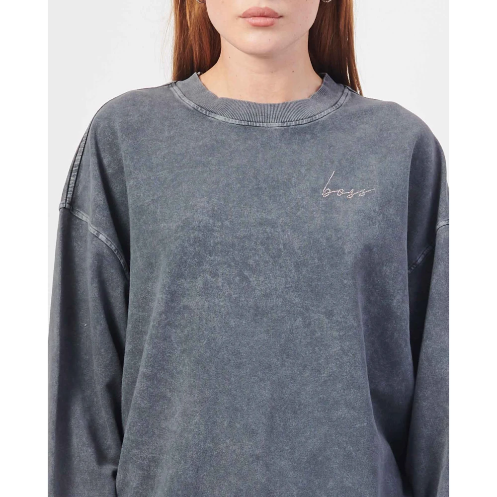 Hugo Boss Relaxed fit stretch stof sweatshirt zwart Black Dames