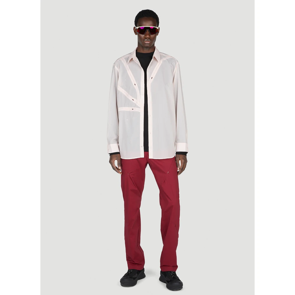 Post Archive Faction Technische Poplin Shirt met Ritssluiting Pink Heren
