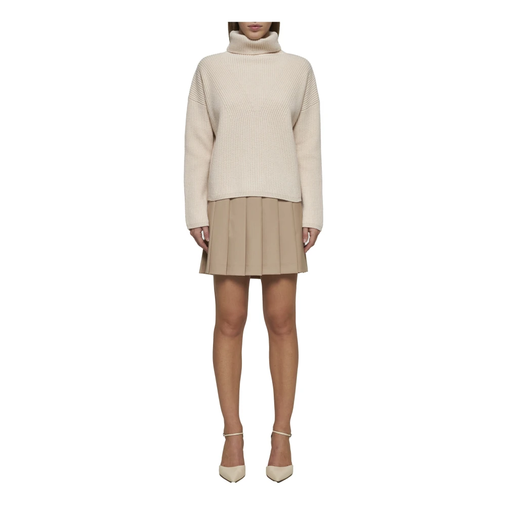 Max Mara Studio Beige Ribbed Turtleneck Sweater Beige Dames