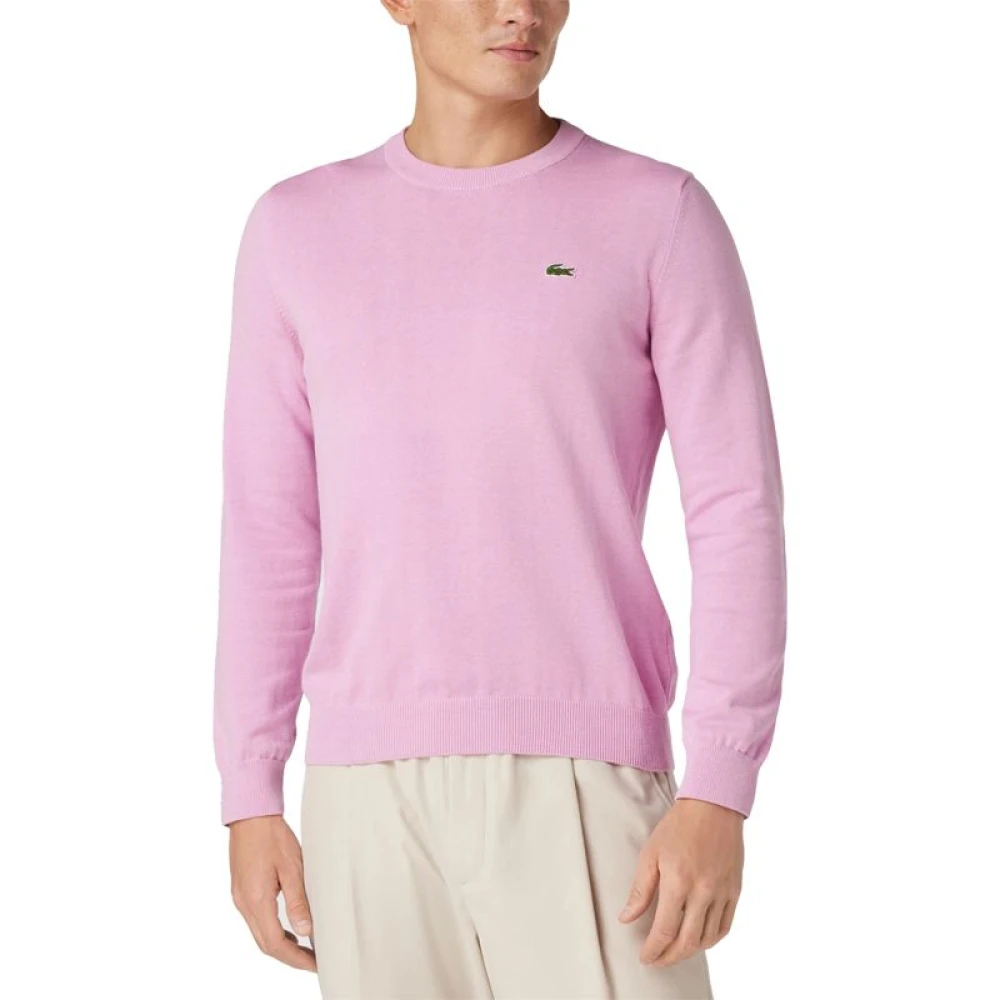 Lacoste Crew Neck Sweater met Iconisch Logo Pink Heren