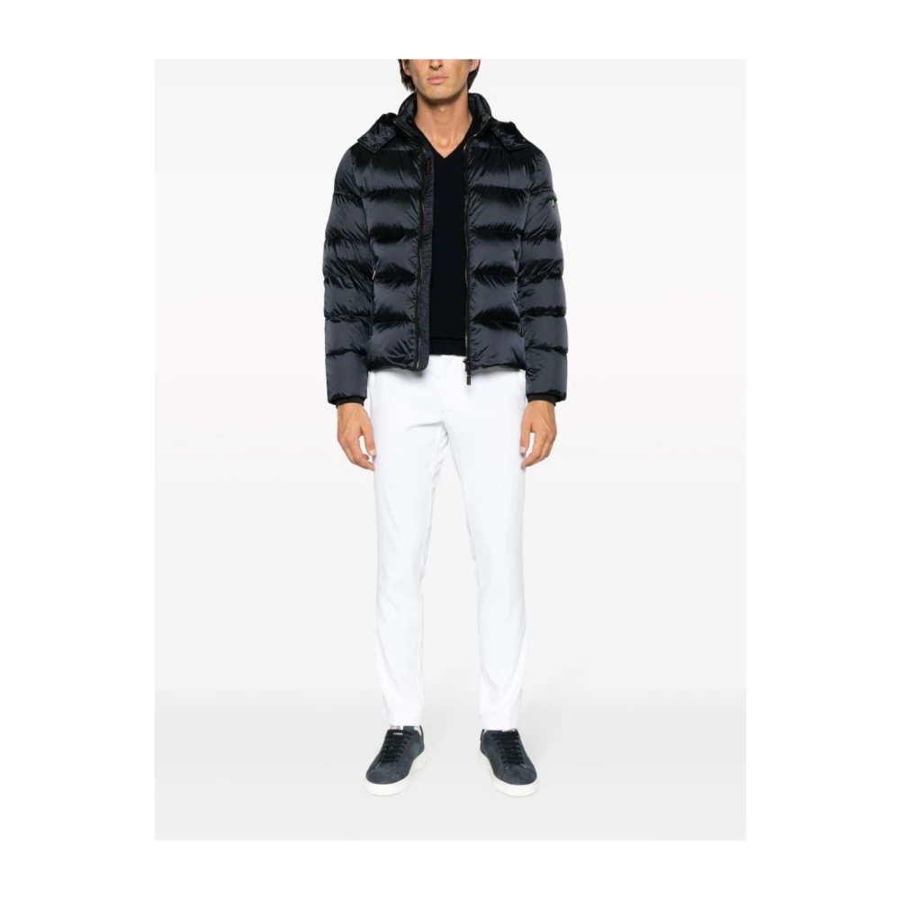 Moorer Blauwe Pufferjas met Afneembare Capuchon Blue Heren