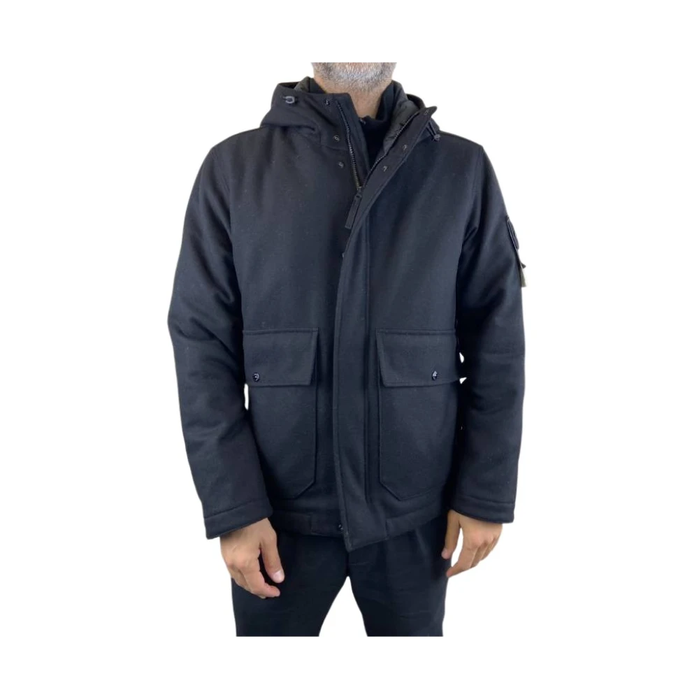 Stone Island Hooded Jas Zwart Black Heren