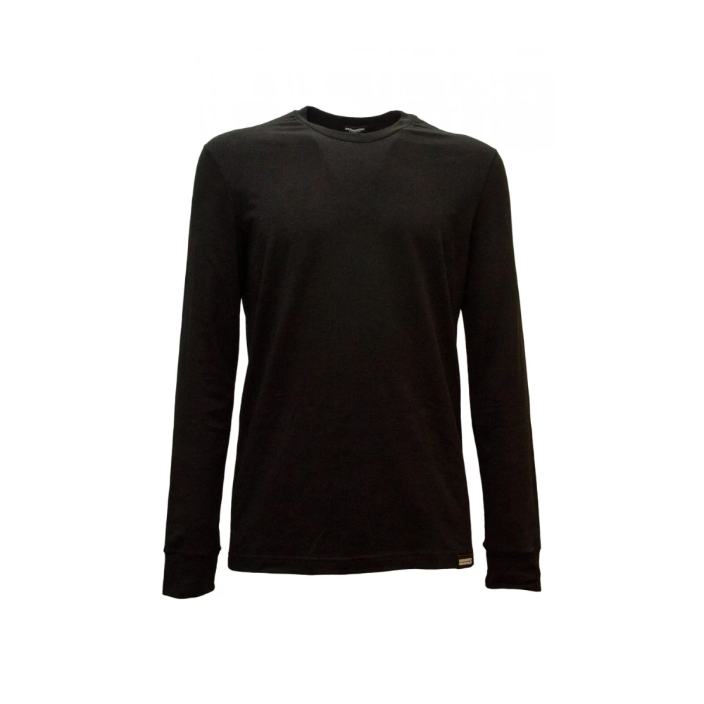 Dsquared2 Zwarte T-shirt met lange mouwen en logo Black Heren