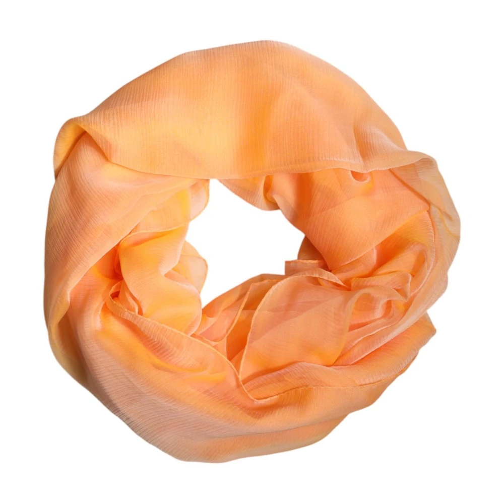 Dolce & Gabbana Orange Silk Scarves, Female, One Size, Luxurious Silk Logo Wrap Shawl Scarf