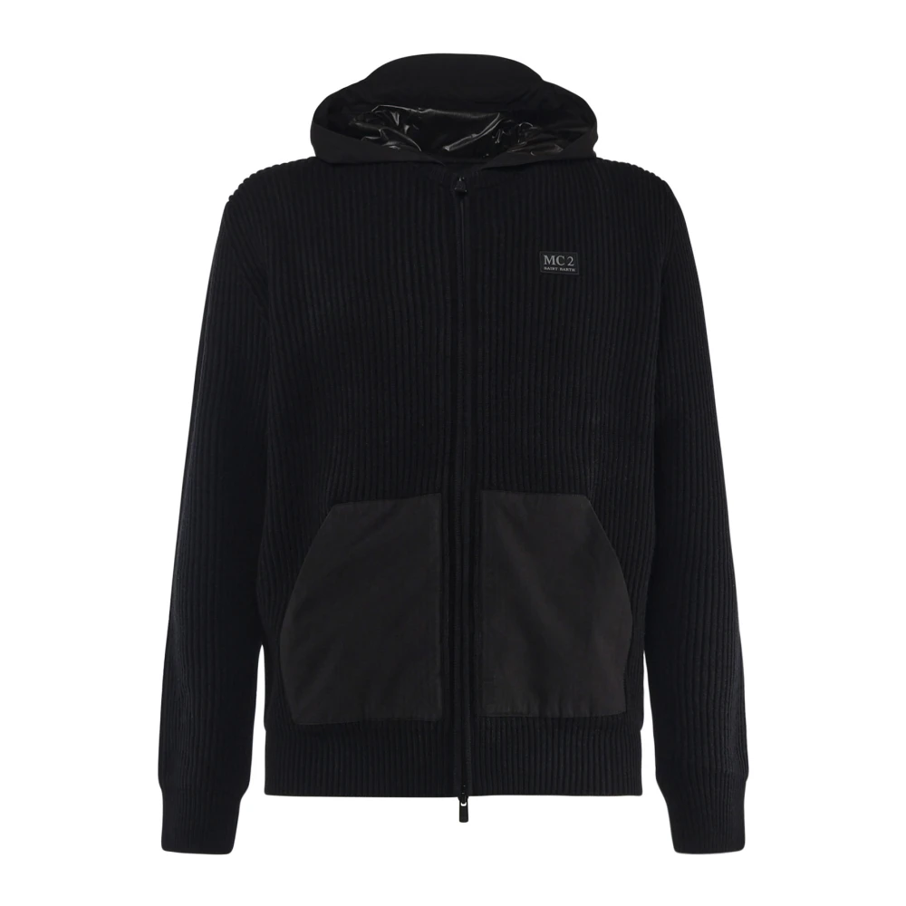 MC2 Saint Barth Zwarte Zip Hoodie met Zakken Black Heren
