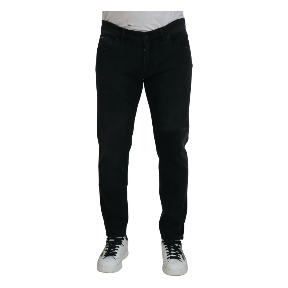Dolce & Gabbana Men's Black Angel Embroidery Skinny Denim Jeans